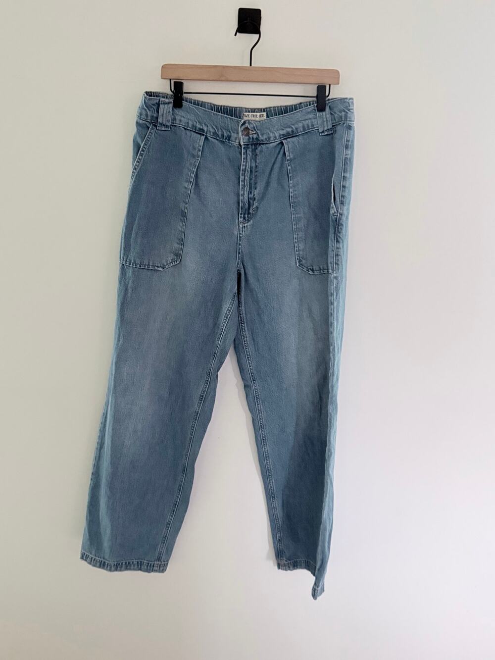 We The Free Breezy Blue Denim Wide Leg Pull-On Denim Jeans-Size L